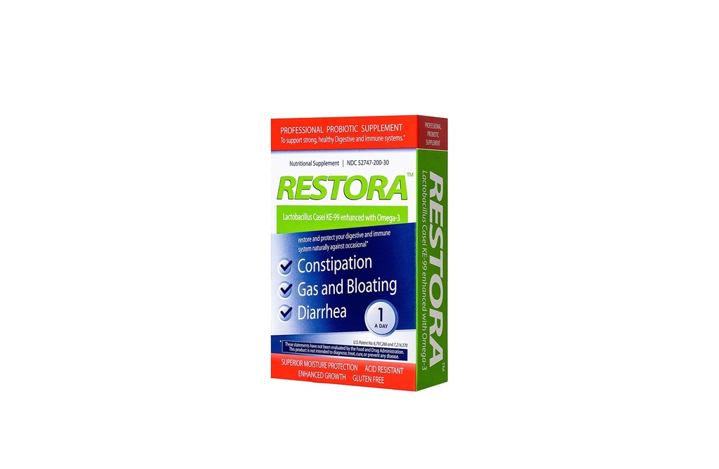 Restaura Probiotic Supplement -Probiotique breveté par l'amplificateur d'immunité w-Omega 3, Stabilisant pour la santé des intestins augmente la résistance aux maladies infectieuses - Inflammation des caumes