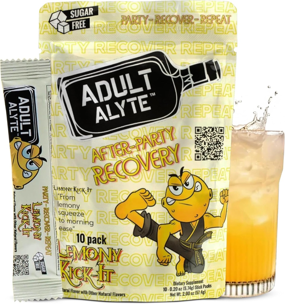 Après l'aide à l'alcool Bien-être Vitamines I Restaurer Mieux Matinées I Dihydromyricetin DHM & B Vitamines Complexe I Antioxydants Supplément et soutien du foie I 10 Powder Stick Packets I Lemony Kick-It