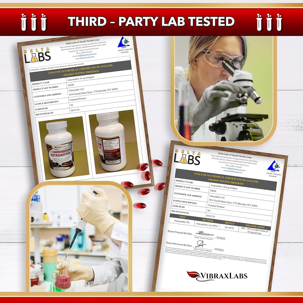 Astaxanthine 10mg supplément/meilleur antioxydant pur de microalgues, aide soins de la peau et des yeux, articulations arthritiques, vieillissement en santé, énergie boostante, 120 softgels non-OGM - suppléments d'astaxanthine Premium