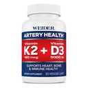 Weider Artery Health for Heart, Immune and Bone Support with Vitamine K2 (180mcg) & Vitamine D3 (5000iu), 30 Capsules de Véggie