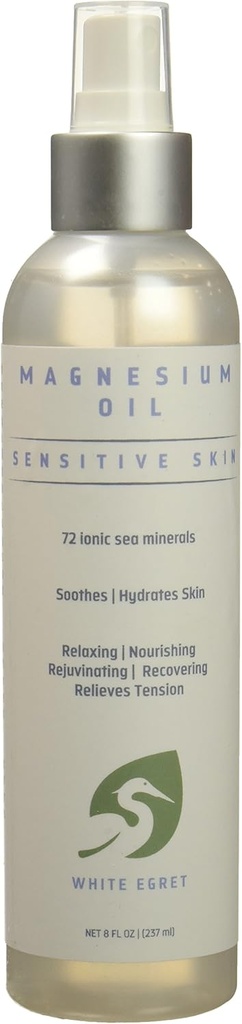 Égret blanc , Spray de magnésium topique pour les femmes - 8 fl oz Relaxation topique Elixir avec sérénité florale - Nourrir votre peau, soulager la tension et se détendre naturellement