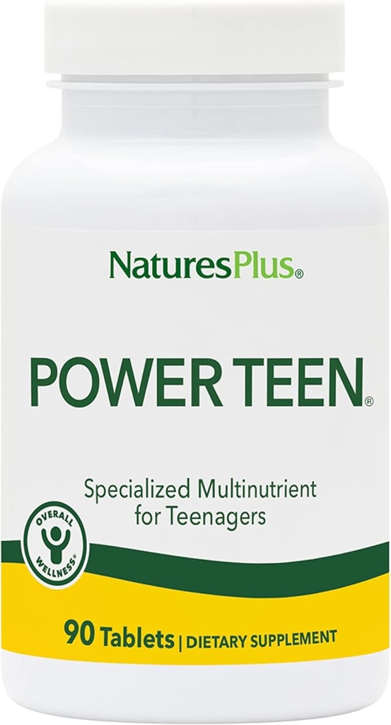 Natures Plus Source de puissance de vie Adolescents - 90 comprimés végétariens - Adolescents multivitamines avec minéraux et aliments entiers pour le focus mental, booster l'énergie - Sans gluten - 45 portions