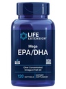 Prolongation de vie Mega EPA/DHA, acides gras oméga-3, santé du coeur et du cerveau, sans OGM, sans gluten, 120 softgels