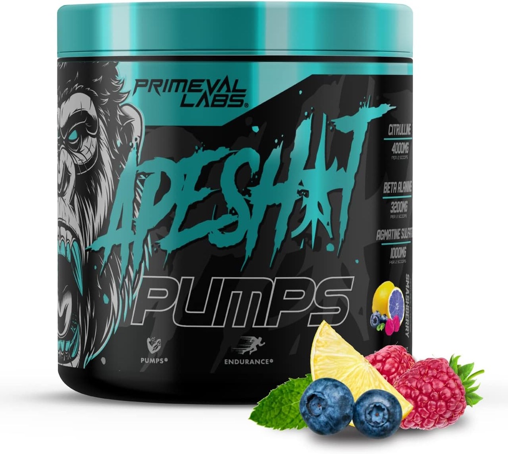 Primeval Labs Pompes à oxyde nitrique Poudre de pré-entraînement pour hommes et femmes 40 Servoir, Smashberry
