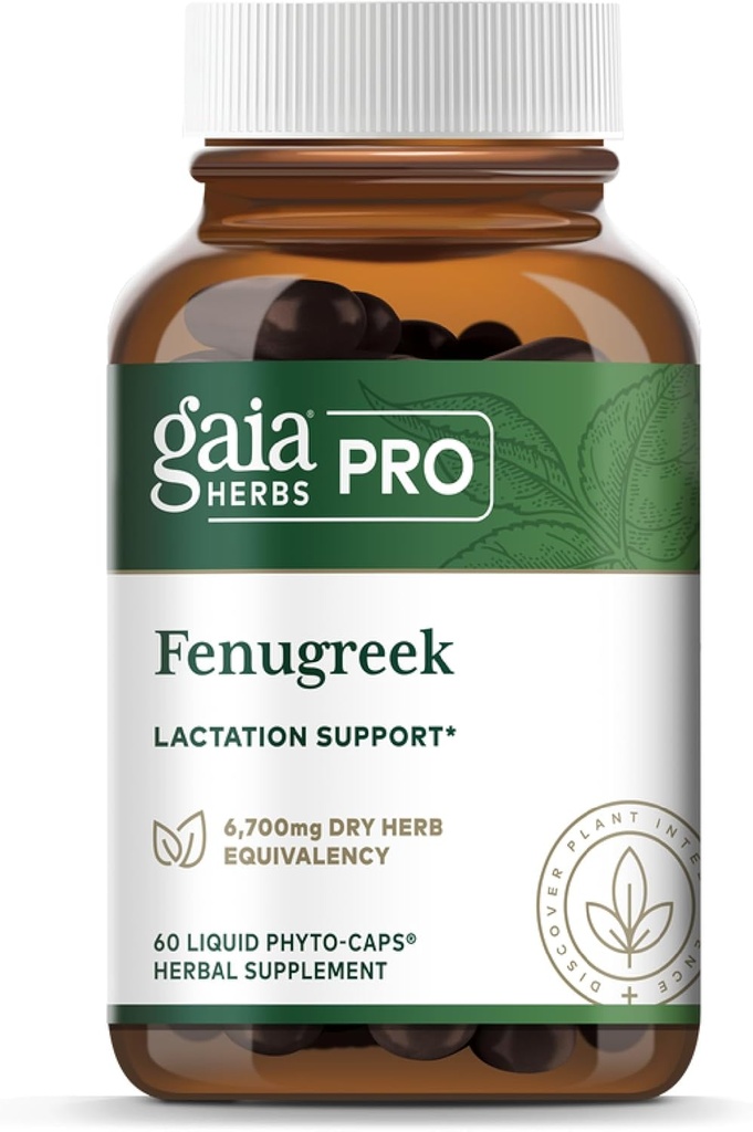 Gaia Herbs Pro Fenugreek - Soutien à l'allaitement naturel - Contient des vitamines B, vitamine C et bêta carotène - végétalien, biologique et sans gluten - 60 capsules de phytothérapie liquide (20 portions)