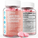 Sans sucre Garcinia Cambogia Gommies 1000mg 95% HCA Extrait pur avec L-Carnitine, Cétone de framboise, Chrome, Haricot de café vert pour le métabolisme, 100% extrait organique, végétalien, saveur de fraise 60 Cts