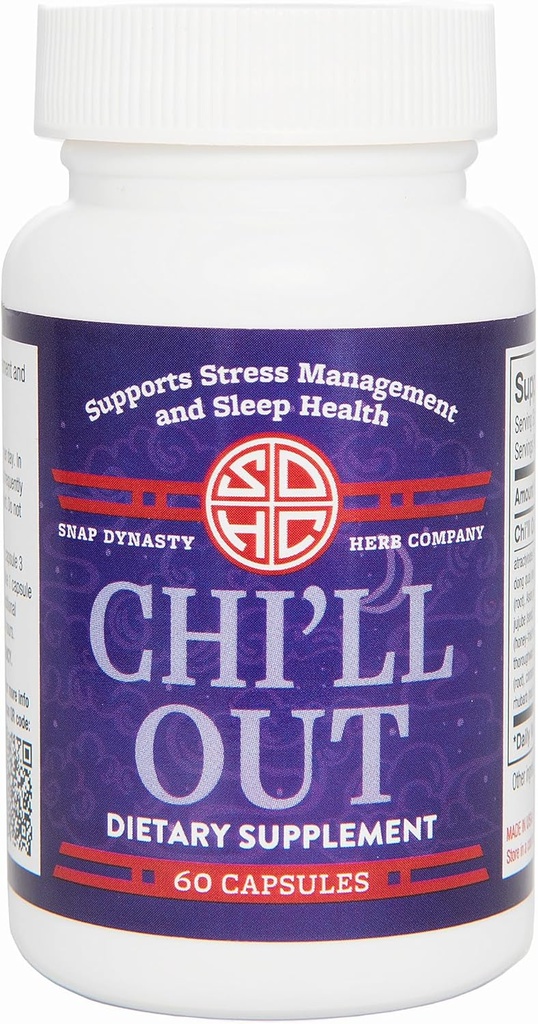 Snap Dynasty Chill Out - 60ct Capsules, Pack de 1 - Supplément à base de plantes, Soutien non sédatif pour le sommeil et le stress, Naturellement soutenir la santé du sommeil et la gestion du stress