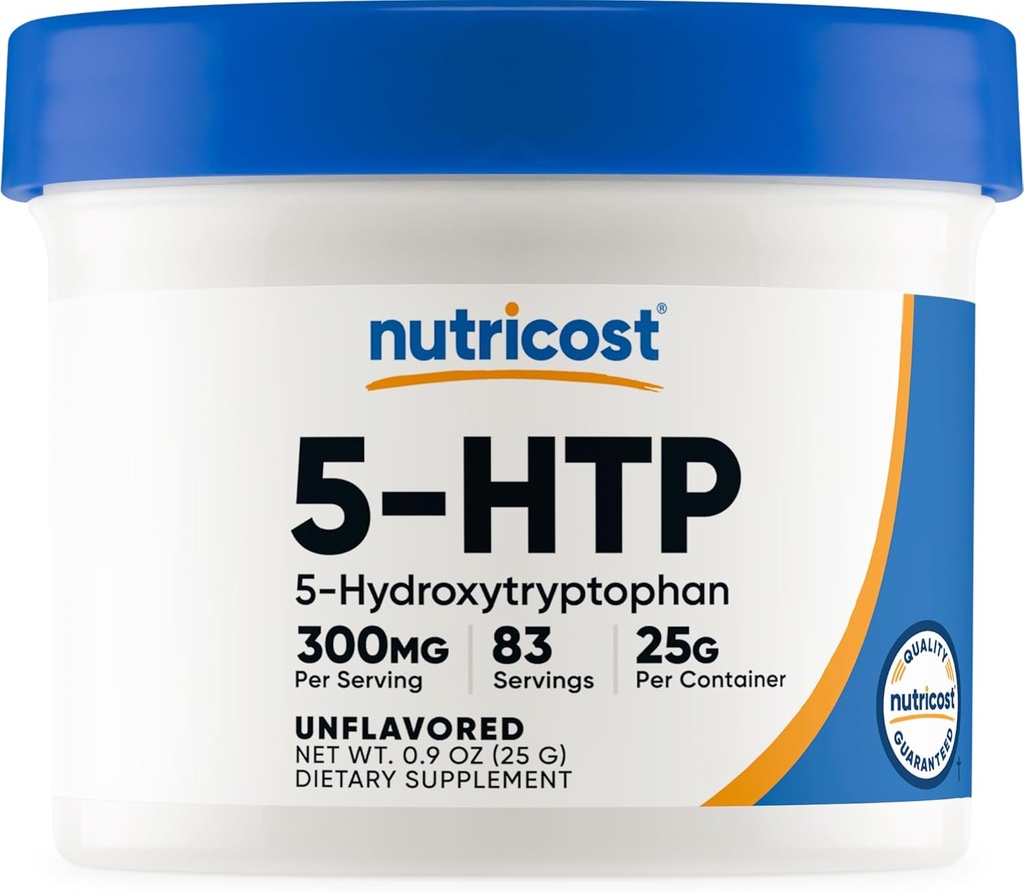 Nutricost 5-HTP poudre 25 grammes (300mg par portion) - Sans gluten et non-OGM, pur 5-htp
