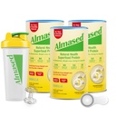 Poudre de protéines Almased, supplément de soutien alimentaire GLP-1, substitut de repas Shake pour perte de poids, haute protéine, nutrition complète (Vanilla Flavor, 3 Canettes @ 17,6 oz ea + scoop + 700ml