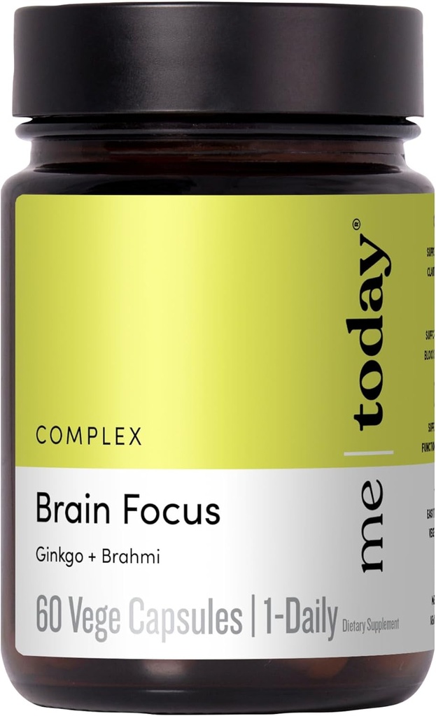 me today Brain Supplements for Memory and Focus in Adults – Vegan Friendly Capsules with Ginkgo & Brahmi for Mental Clarity, Memory Boost, and Cognitive Support, 60 Servings