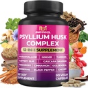 BMVINVOL Psyllium Husk, Slippery Elm, Cascara Sagrada, Fenugreek, Berberine, Cinnamon, Turmeric + 5 Mores - Soutien immunitaire et supplément de santé digestif - 90 Capsules