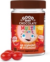 Good Day Chocolat Multivitamine complète pour les enfants, Supplément quotidien de vitamines A, B6, B12, C, D, E, Folate et Biotine, Commerce équitable et chocolat non OGM, 50 pièces