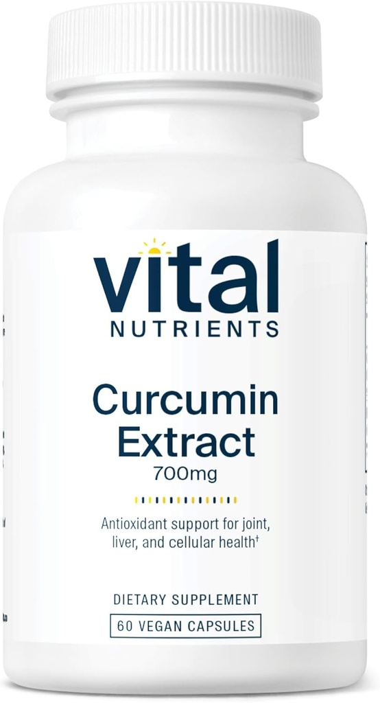 Nutriments vitaux Extrait de Curcumine 700mg de supplément de Curcumine végétalien avec extrait de poivre noir Support antioxydant pour la santé articulaire, hépatique et cellulaire*