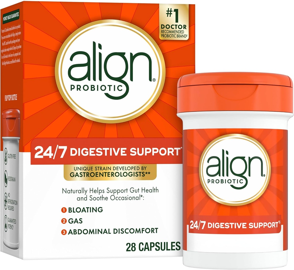 Align Probiotics, Probiotic Supplement for Daily Digestive Health, 28 capsules, 1er probiotique recommandé par les gastroentérologues (paquetage May Vary)