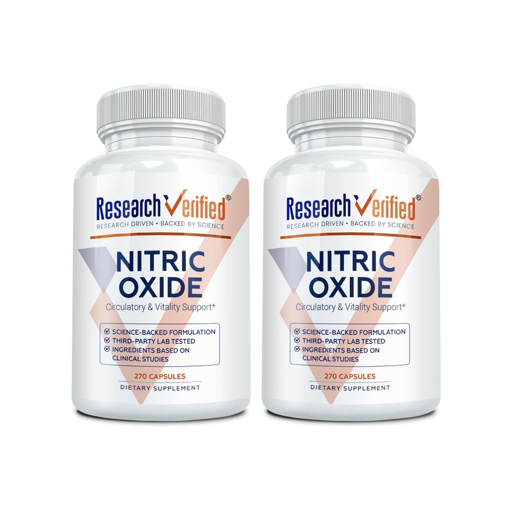 Recherche Oxyde nitrique vérifié - avec L-Arginine et L-Citrulline - Premium Muscle Building Booster d'oxyde nitrique - 270 Compte - 2 bouteilles