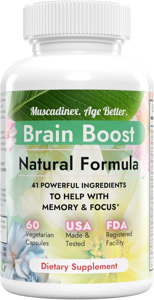 Supplément Cerveau Naturel pour Mémoire et Focus. 41 Herbal + Ingrédients Nootropiques. Boost Beta + Alpha Cerveau Vagues. Pas de caféine/Gluten/GMO. 60 Caps. Fabriqué aux États-Unis.