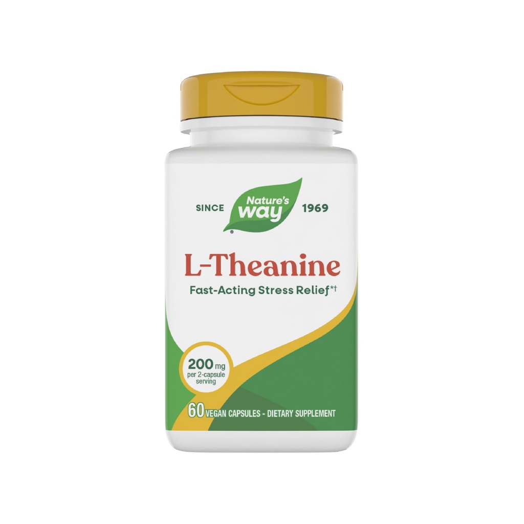 Nature's Way L-Theanine, Stress Support*, favorise la relaxation*, 200 mg par portion de 2 capsules, végétalien, 60 capsules