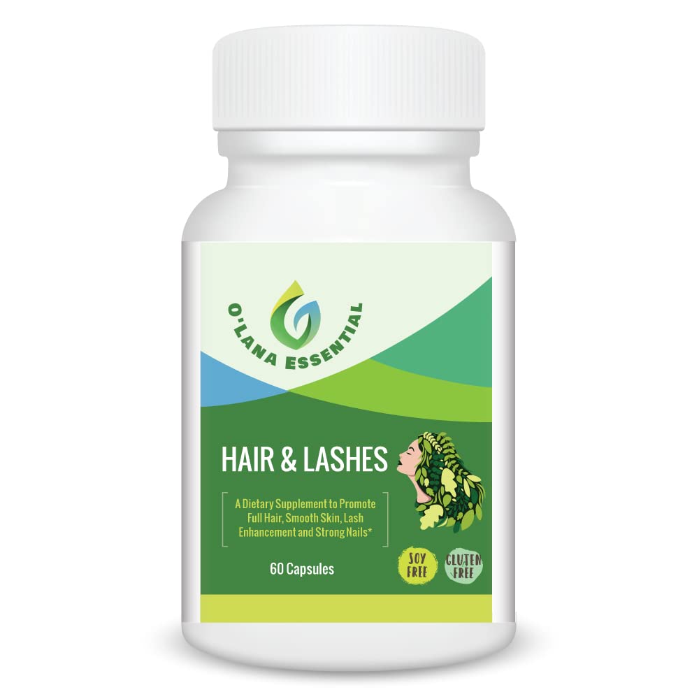 Les ongles de peau des cils de cheveux Supplément pour promouvoir les cheveux complets Glowing Skin Lash Enhancement and Strong Nails GMP Certified with Biotin Collagen Niacin Zinc Vitamine A C & D3 60 Capsules O-Lana Essential