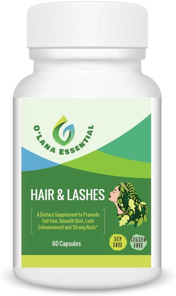 Les ongles de peau des cils de cheveux Supplément pour promouvoir les cheveux complets Glowing Skin Lash Enhancement and Strong Nails GMP Certified with Biotin Collagen Niacin Zinc Vitamine A C & D3 60 Capsules O-Lana Essential