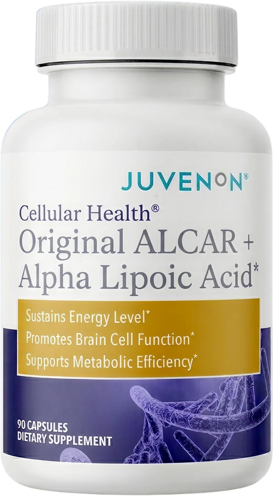 Juvenon Santé Cellulaire: Cœur, Supplément Cerveau avec l'acétyle L-Carnitine et la biotine - Soutient la fonction NAD+, la production d'énergie, l'humeur, le métabolisme revitalisé, la concentration mentale et la clarté (90 capsules)