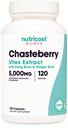 Supplément Chasteberry Nutricost pour femmes 120 capsules, 5000mg équivalent par portion (à partir de 500mg de 10:1 extrait), avec extrait de racine de Dong Quai & Ginger, végétarien, sans gluten et sans OGM