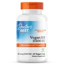 Docteurs Meilleur Vegan D3 2500 UI (Vitashine), Vitamine D d'origine végétale3, Non-OGM, Sans gluten, Sans soja, Vegan 60 capsules de légumes