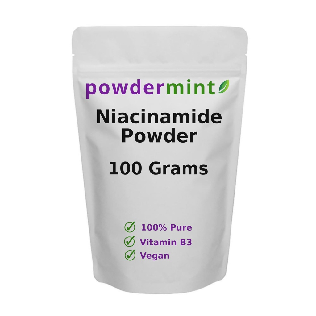 Poudre de Niacinamide (Vitamine B3) Poudre de Niacin pure 500 mg Supplément sans flush (100 grammes)