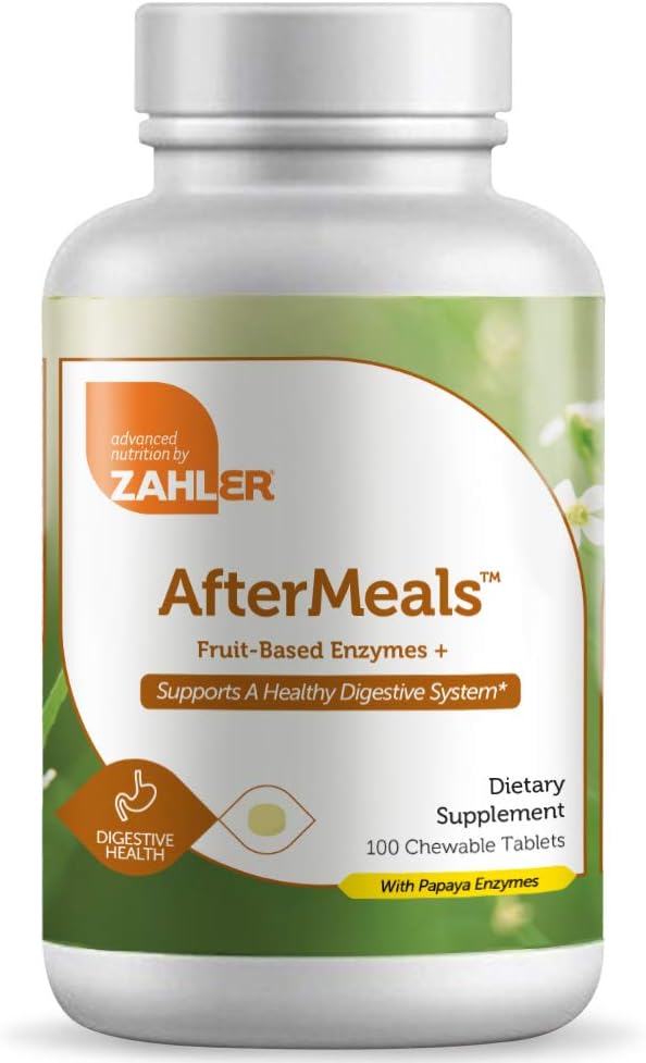 Zahler AfterMealsTM, enzymes à base de fruits+, 100 comprimés à croquer
