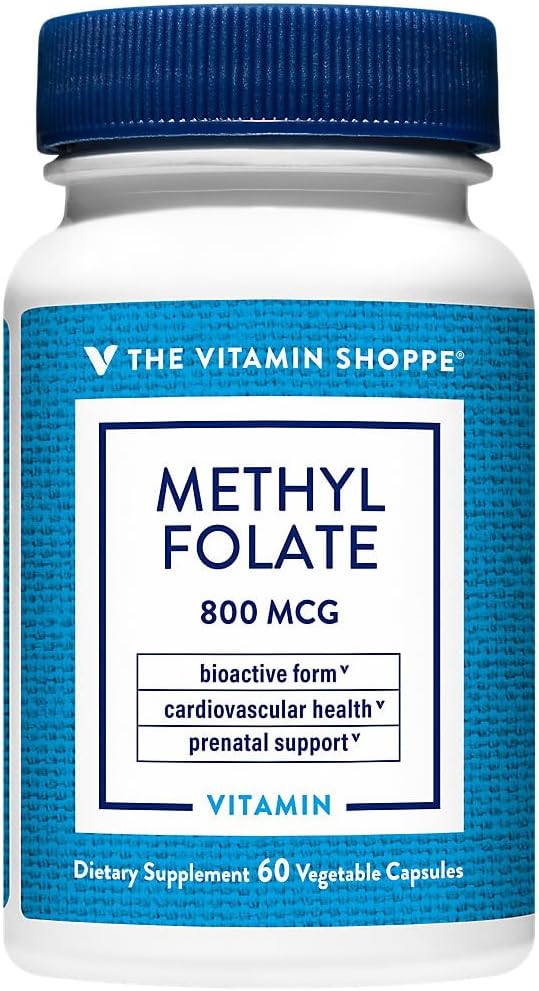 Le méthylfolate de vitamine Shoppe pour la santé des femmes - Soutien prénatal et développement des bébés - 800 MCG (60 capsules végétales)