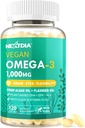 Vegan Omega 3 DHA EPA Supplément ALA avec 5000UI Vitamine D3 K2 (MK7), CoQ10 pour les femmes Hommes , Huile de poisson Alternative , Huile d'algue à base de plantes Omega 3 1000mg Pills pour os, cerveau, yeux, peau , 120 Softgels