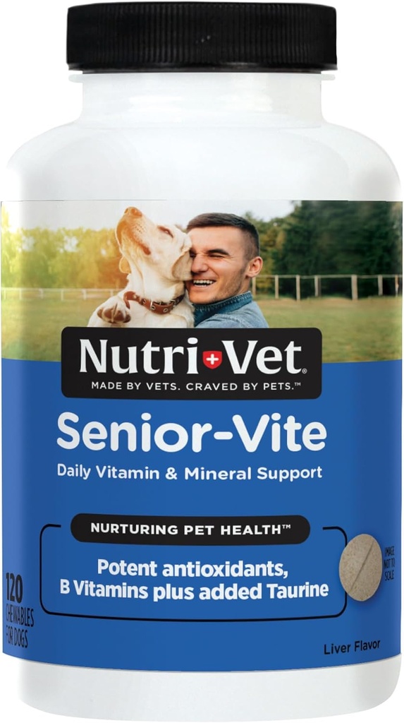 Nutri-Vet Senior-Vite Multivitamine, Suppléments pour chiens, Immune Support, Animaux de compagnie, Vitamines pour chiens, Essentiels seniors, Fabriqué aux États-Unis, Multivitamine pour animaux de compagnie, 120 Comte
