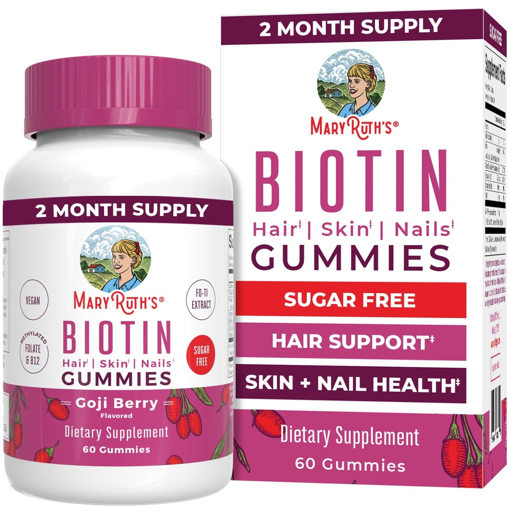 MaryRuth Organics Biotin Gummies (en anglais seulement) Sans sucre (en anglais seulement) Vegan (en anglais seulement) Supplément Biotin (en anglais seulement) 2 500 mcg
