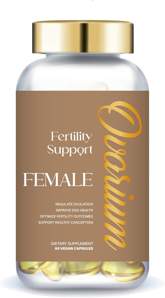 Supplément de soutien à la fertilité Ovarium® - Mélange femelle - Multivitamine végane avec extrait de thé noir, DHA, Oméga-3, Chasteberry et folate - Soutient une conception saine et améliore la santé des oeufs (60 capsules)