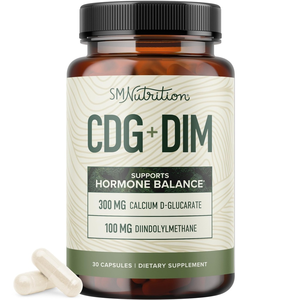 Calcium D-Glucarate avec supplément DIM pour la désintoxication et l'équilibre hormonal pour les femmes et les hommes.Détox et nettoyage, l'acné hormonal, la ménopause et CDG pour le soutien du foie.