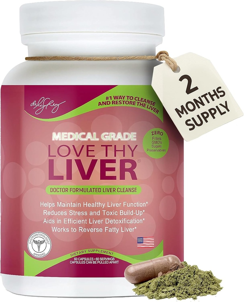 Dr. Liz Cruz Love Thy Liver - Liver Cleanse Detox & Repair, Suppléments hépatiques avec enzymes, herbes et ingrédients nutritifs, Suppléments hépatiques dans les capsules de Veggie, 60 comtes