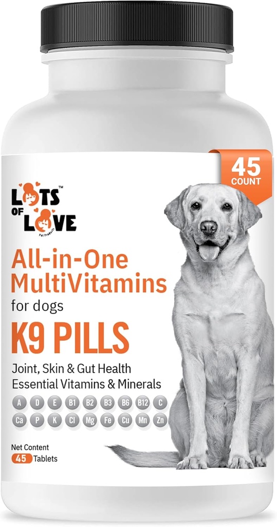 Pilules K9 - Multivitamine pour chiens - Supplément pour chiens et vitamine pour petits, moyens et grands chiens (45 Nombre)