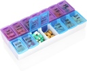 Organisateur hebdomadaire de pilules 2 fois par jour 7 jours Porte-boîte à pilules grand organisateur quotidien de médicaments Pill Case Pill Container (2 fois bleu+purple)