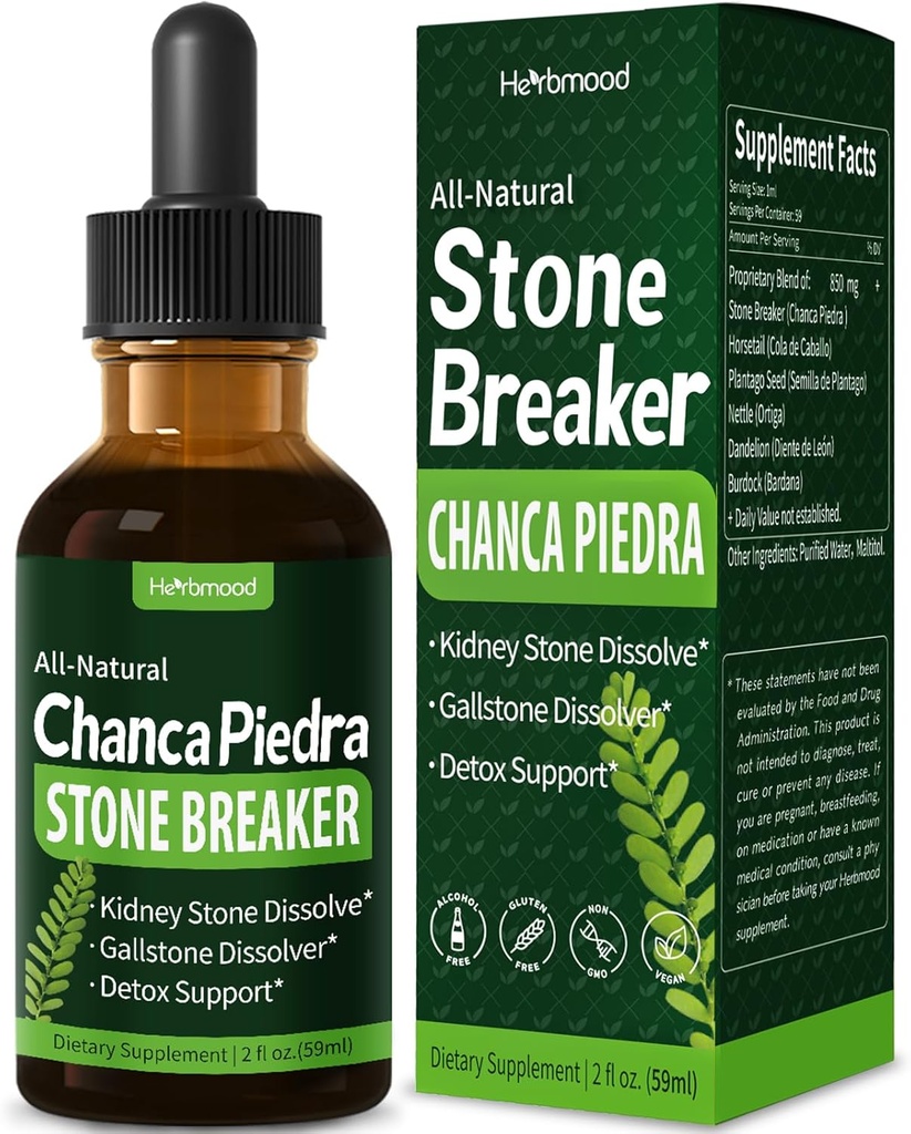 Chanca Piedra Stone Breaker gouttes pour les pierres de rein et Gallstone Dissolver, Horsetail Extrait de nettoyage des reins Detox & Repair, Gotas de Cola de Caballo y ChancaPiedra para Los Riñones. 2 oz