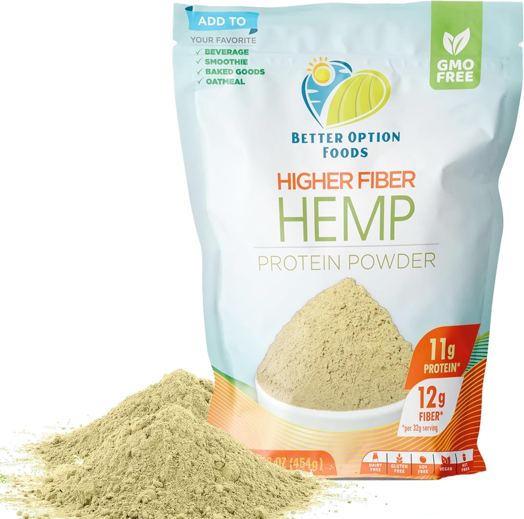 Poudre de protéines de chanvre - Poudre de protéines à base végétale avec fibre de chanvre supérieure et acides aminés essentiels - Poudre de protéines végétales facile à digérer pour la farine d'avoine, les smoothies et les produits cuits, 16oz