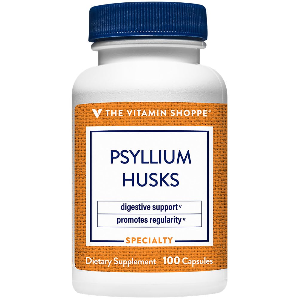 Le Vitamine Shoppe Psyllium Husks – Plantago Ovata Supplément de fibre qui soutient la régularité et le cholestérol sain, 840 mg par portion - Sans gluten (100 capsules)