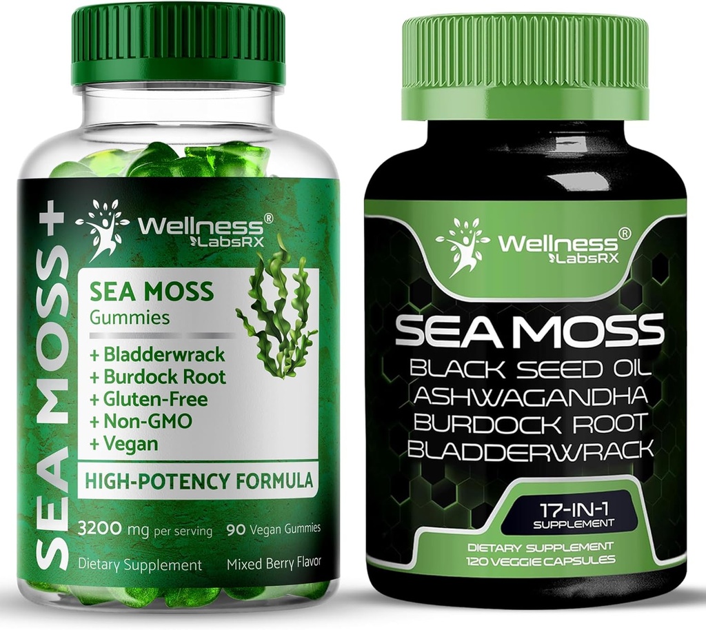 WELLNESS LABSRX Capsules de mousse de mer d'Irlande - Gommies de mousse de mer 3200mg