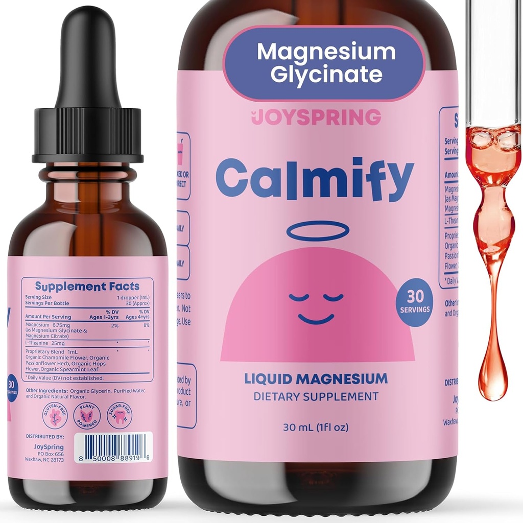 Joyspring Citrate de magnésium et gouttes de glycine pour les enfants, Suppléments de safran Gummies pour les enfants, Hormone Balance pour les femmes