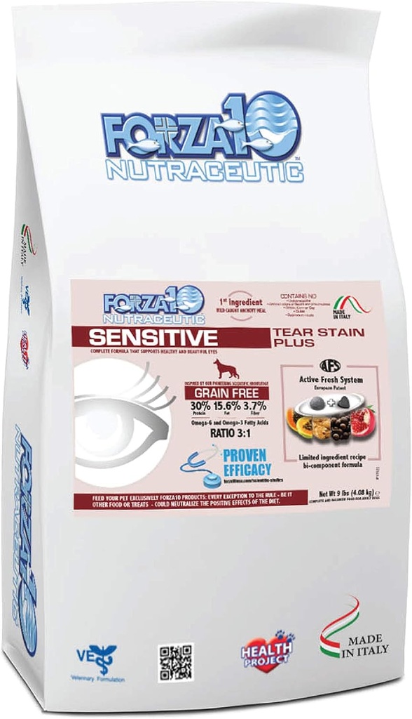 Forza10 Pure sensible à la graine sans chien sec, nourriture saine sèche pour chien préparée pour réduire la tache de chien, soin des yeux du chien et détachant les taches (9 livres)