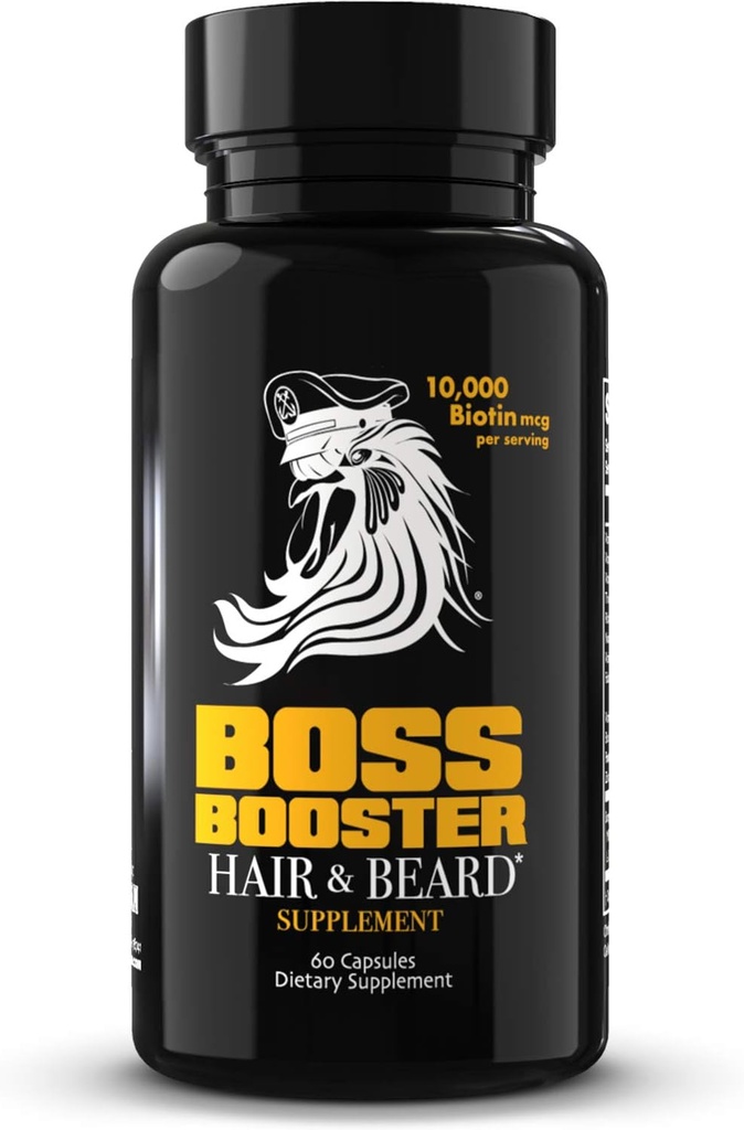 Bossman Boss Booster Supplement – 60 Capsules – MSM et 10 000 MCG Biotin Vitamines de croissance pour les hommes – 30 jours d'approvisionnement