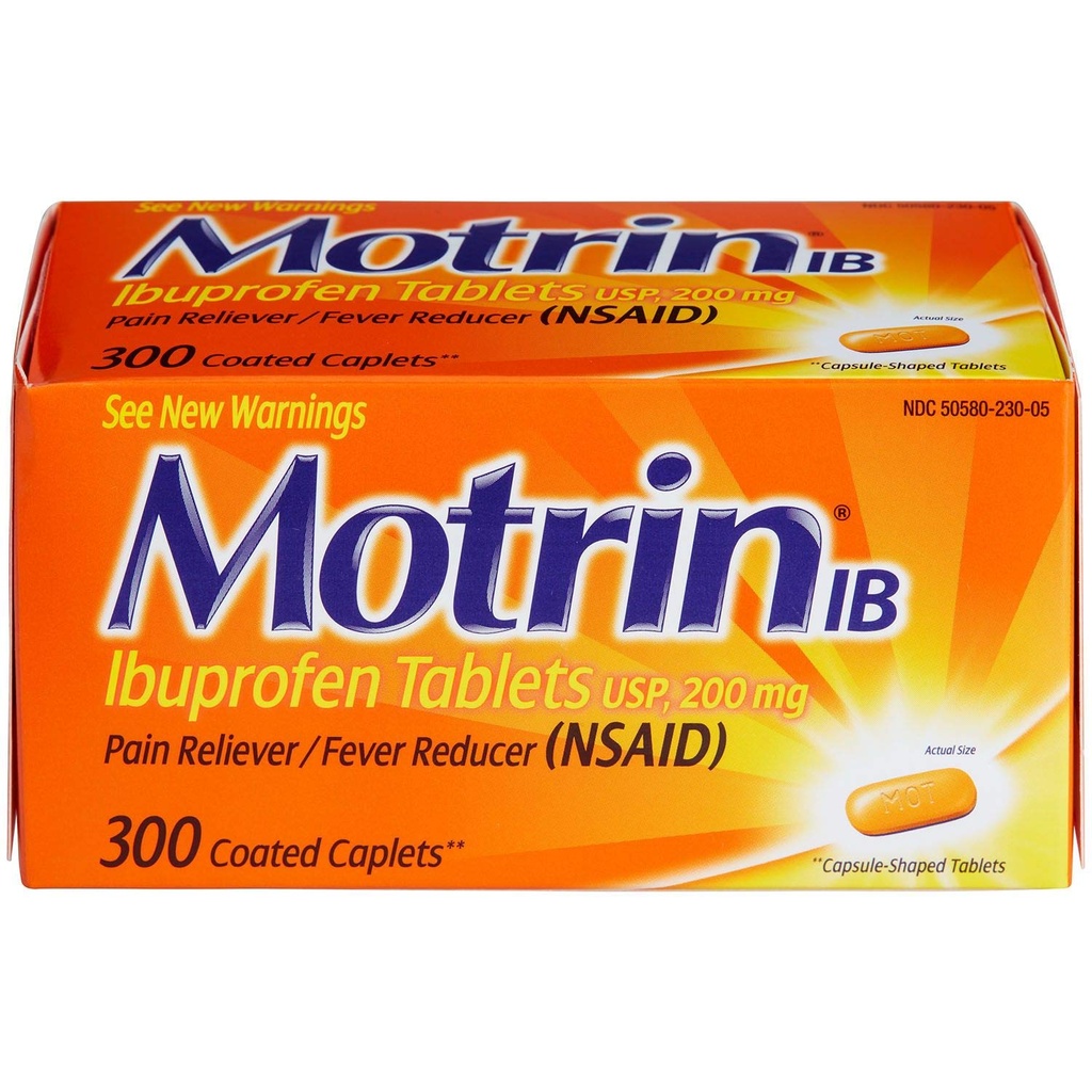 Motrin Ib Ibuprofène Comprimés anti-douleur: 300 Caplets enduits