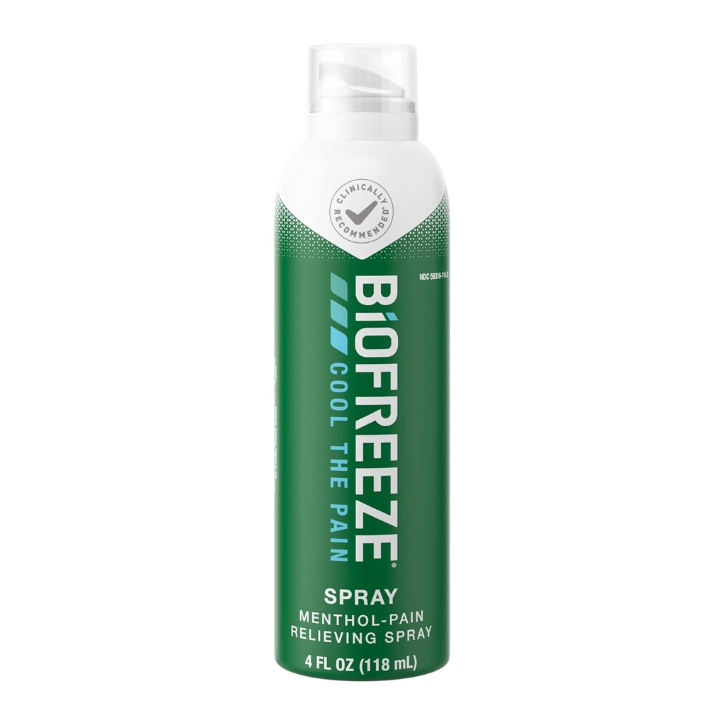Biofreeze Pain Relief Spray, Arthrite Pain Relief, Knee & Lower Back Pain Relief, Soulagement musculaire douloureux, Soulagement de la douleur au cou, Pharmaciste recommandé, ASF admissible, 4 FL OZ Biofreeze Mentol Spray
