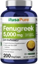 NusaPure Fenugreek Capsules, 50:1 Extrait, 100 mg Équivalent à 5 000mg, 200 capsules de légumes, non OGM, végétalien