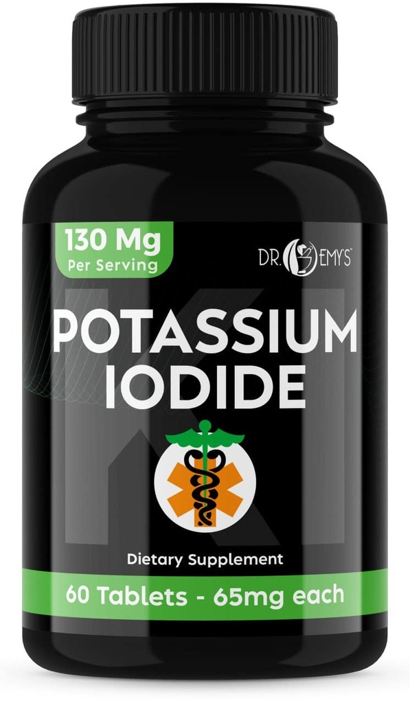 Comprimés de pilules iodure de potassium - 1-Pack 130mg portions Total de 60 comprimés- Dr Emys comprimés iodure de potassium