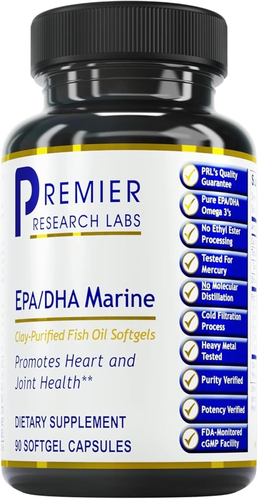 Premier Research Labs EPA DHA Marine Softgels - Omega 3 Fish Oil, EPA DHA Omega 3 Supplément, acides gras pour les femmes et les hommes, naturel - 90 capsules de Softgel