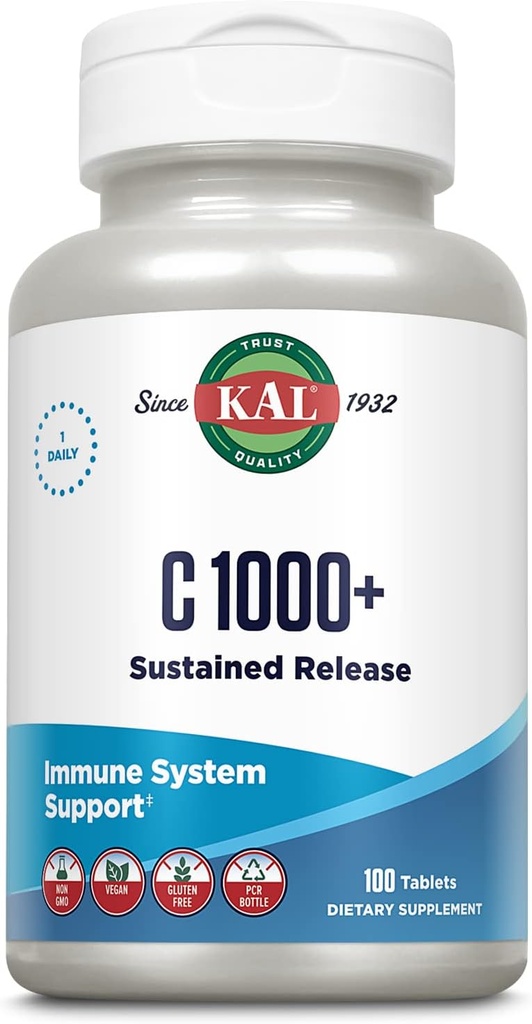 KAL C-1000 Plus Comprimés à libération prolongée, 1000 mg, 100 Nombre
